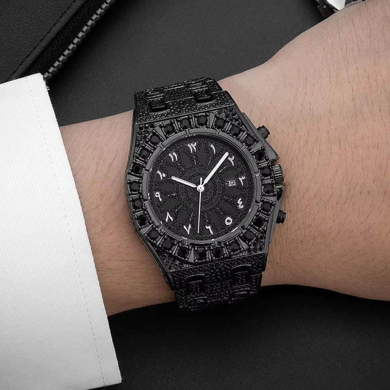 Arabic VVS Skeleton Automatic Watch Luxury Black Dial with Roman Numerals – Self-Winding Mechanical Timepiece