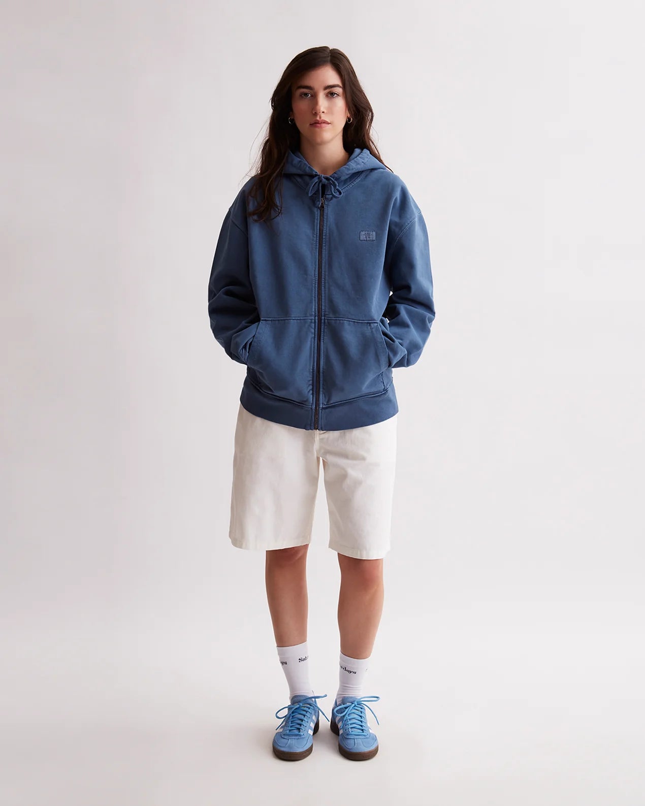 Canal Pigment Dyed Zip Hoodie Ocean