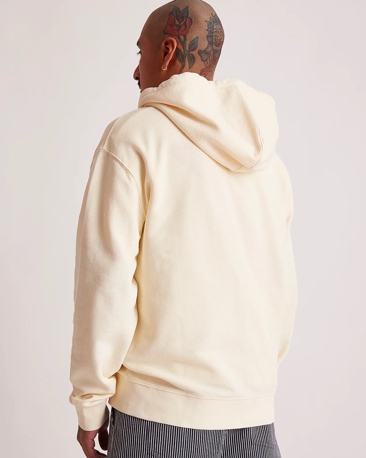 Canal Pique Zip Hoodie Antique White