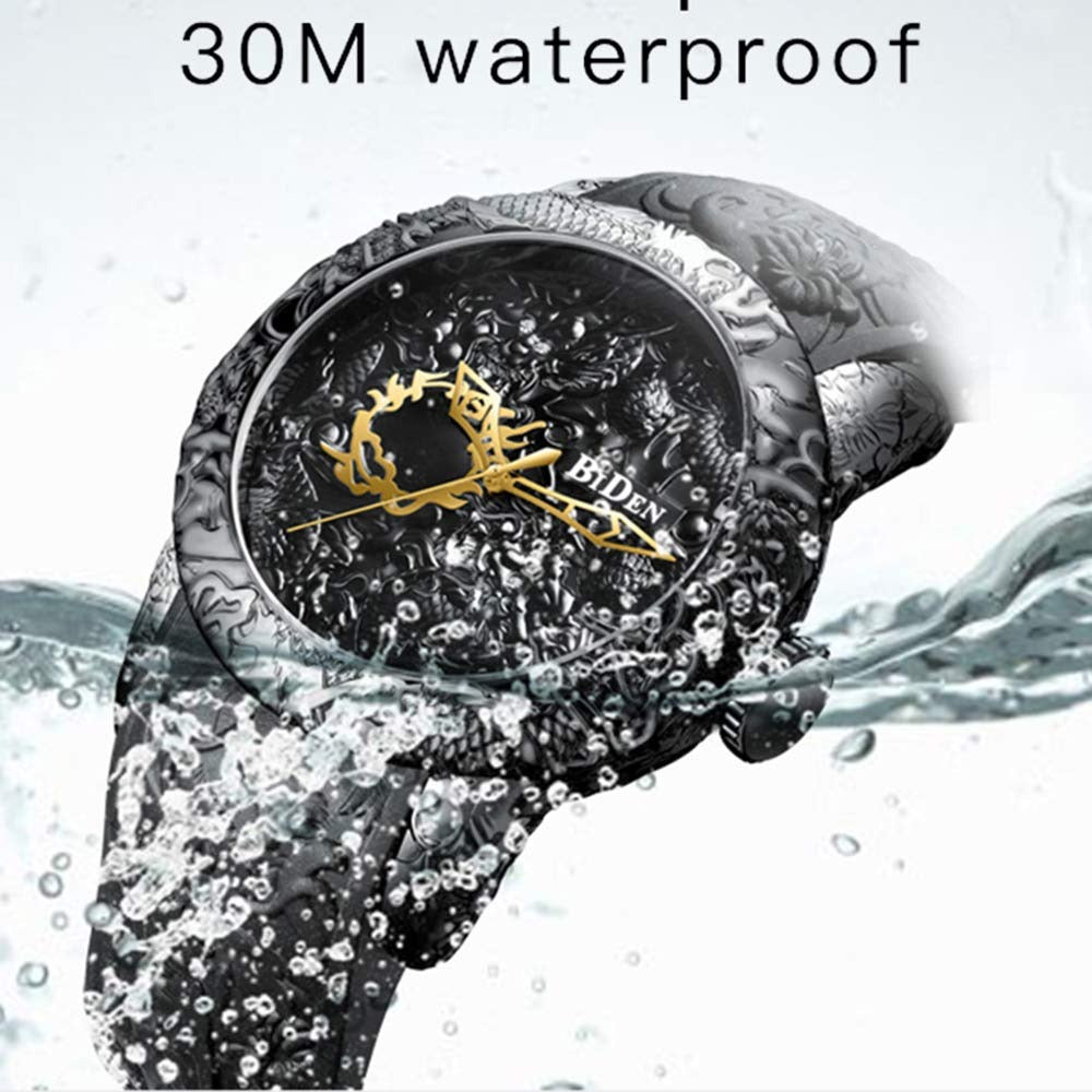 Dragon Skeleton Dial Luxury Men’s Watch Black Designer Mechanical Look Premium Fashion Wristwatch